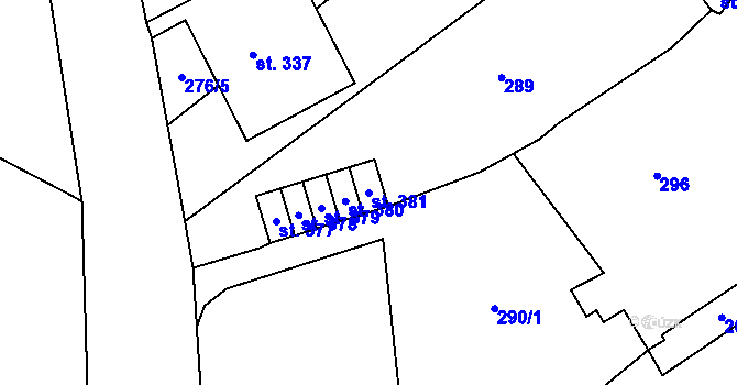 Parcela st. 381 v KÚ Velká Bukovina, Katastrální mapa