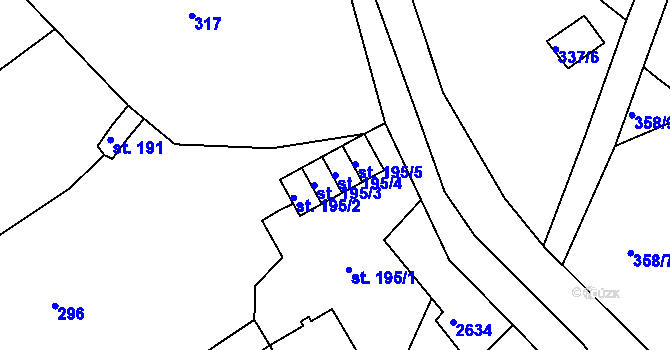 Parcela st. 195/4 v KÚ Velká Bukovina, Katastrální mapa