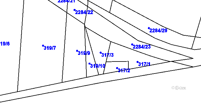 Parcela st. 317/3 v KÚ Velká Bystřice, Katastrální mapa