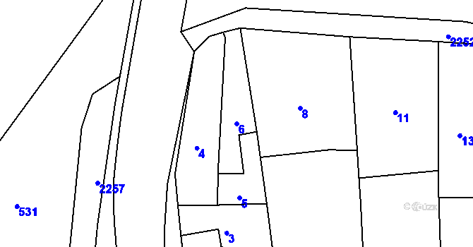 Parcela st. 6 v KÚ Velká Bystřice, Katastrální mapa