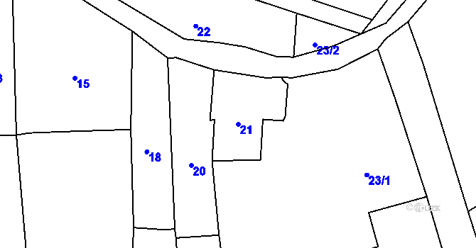 Parcela st. 21 v KÚ Velká Bystřice, Katastrální mapa