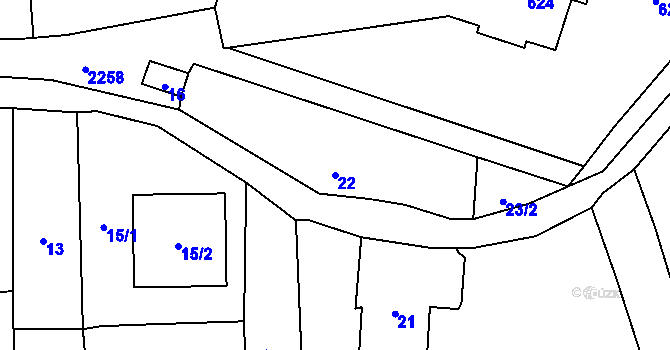 Parcela st. 22 v KÚ Velká Bystřice, Katastrální mapa