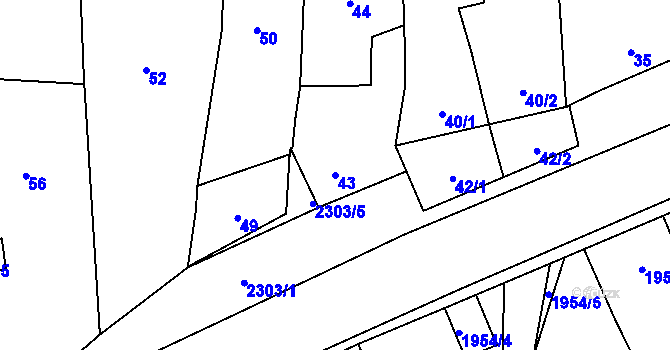 Parcela st. 43 v KÚ Velká Bystřice, Katastrální mapa