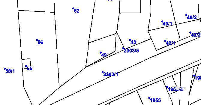 Parcela st. 49 v KÚ Velká Bystřice, Katastrální mapa