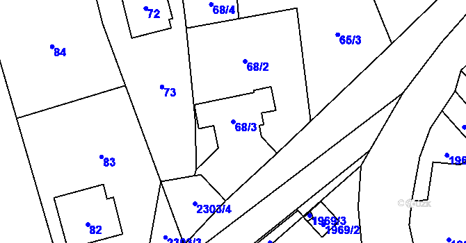 Parcela st. 68/3 v KÚ Velká Bystřice, Katastrální mapa