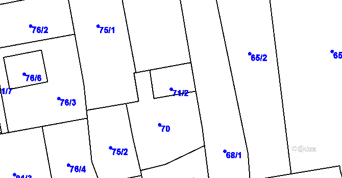 Parcela st. 71/2 v KÚ Velká Bystřice, Katastrální mapa