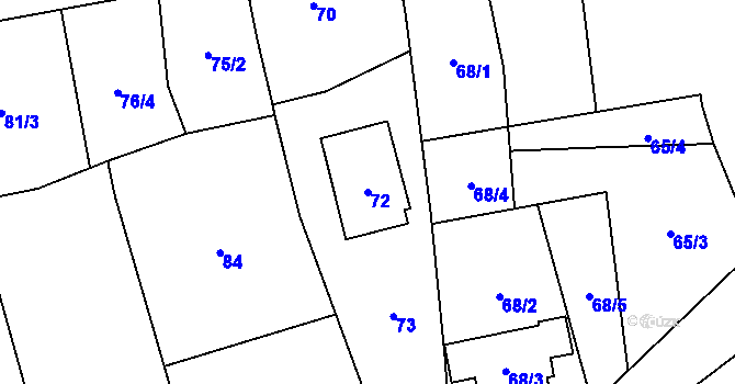 Parcela st. 72 v KÚ Velká Bystřice, Katastrální mapa