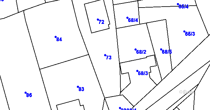 Parcela st. 73 v KÚ Velká Bystřice, Katastrální mapa