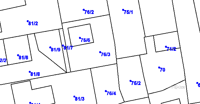 Parcela st. 76/3 v KÚ Velká Bystřice, Katastrální mapa