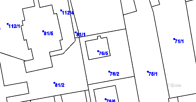 Parcela st. 76/5 v KÚ Velká Bystřice, Katastrální mapa