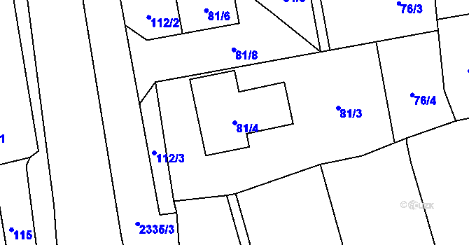 Parcela st. 81/4 v KÚ Velká Bystřice, Katastrální mapa
