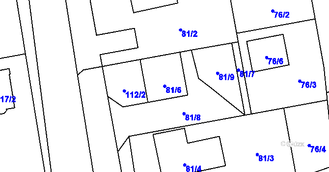 Parcela st. 81/6 v KÚ Velká Bystřice, Katastrální mapa