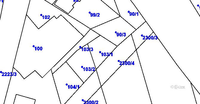 Parcela st. 103/1 v KÚ Velká Bystřice, Katastrální mapa