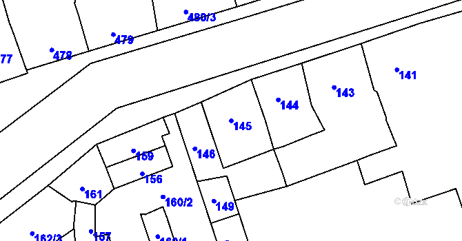 Parcela st. 145 v KÚ Velká Bystřice, Katastrální mapa
