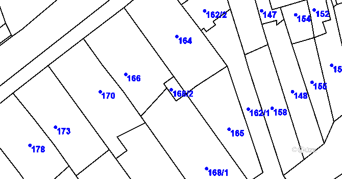 Parcela st. 168/2 v KÚ Velká Bystřice, Katastrální mapa