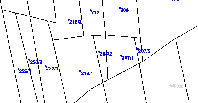 Parcela st. 213/2 v KÚ Velká Bystřice, Katastrální mapa