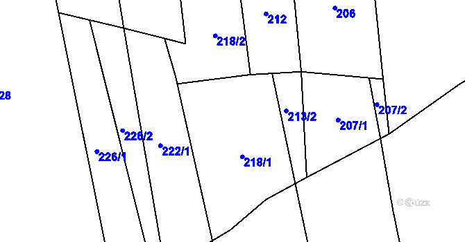Parcela st. 218 v KÚ Velká Bystřice, Katastrální mapa