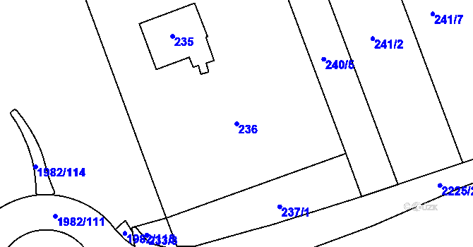 Parcela st. 236 v KÚ Velká Bystřice, Katastrální mapa