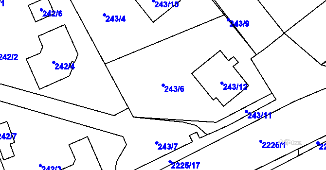 Parcela st. 243/6 v KÚ Velká Bystřice, Katastrální mapa