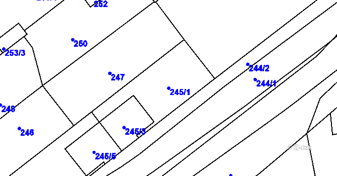 Parcela st. 245/1 v KÚ Velká Bystřice, Katastrální mapa