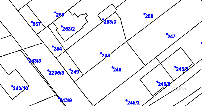 Parcela st. 248 v KÚ Velká Bystřice, Katastrální mapa