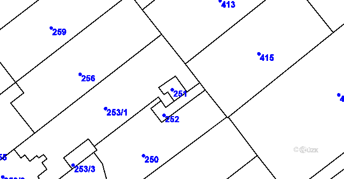 Parcela st. 251 v KÚ Velká Bystřice, Katastrální mapa