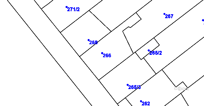 Parcela st. 266 v KÚ Velká Bystřice, Katastrální mapa