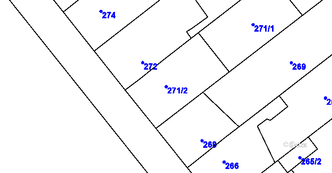 Parcela st. 271/2 v KÚ Velká Bystřice, Katastrální mapa