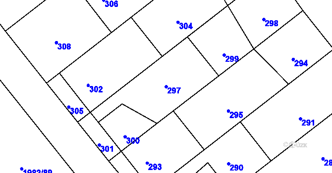 Parcela st. 297 v KÚ Velká Bystřice, Katastrální mapa