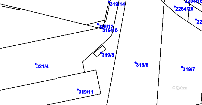 Parcela st. 319/5 v KÚ Velká Bystřice, Katastrální mapa