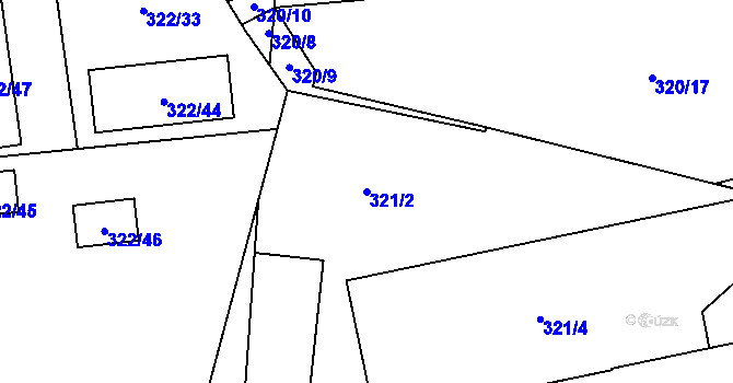 Parcela st. 321/2 v KÚ Velká Bystřice, Katastrální mapa