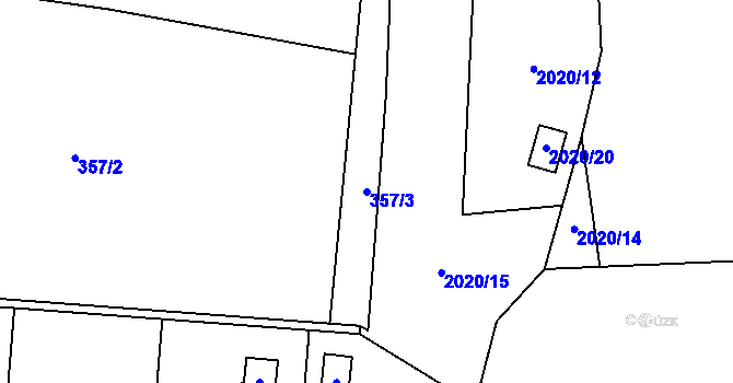 Parcela st. 357/3 v KÚ Velká Bystřice, Katastrální mapa