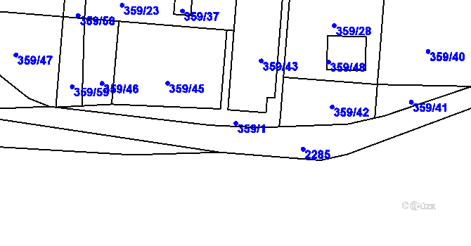 Parcela st. 359/1 v KÚ Velká Bystřice, Katastrální mapa