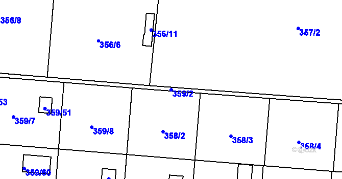 Parcela st. 359/2 v KÚ Velká Bystřice, Katastrální mapa