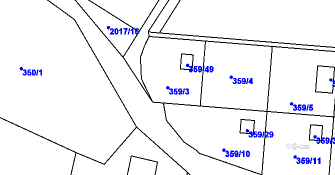Parcela st. 359/3 v KÚ Velká Bystřice, Katastrální mapa