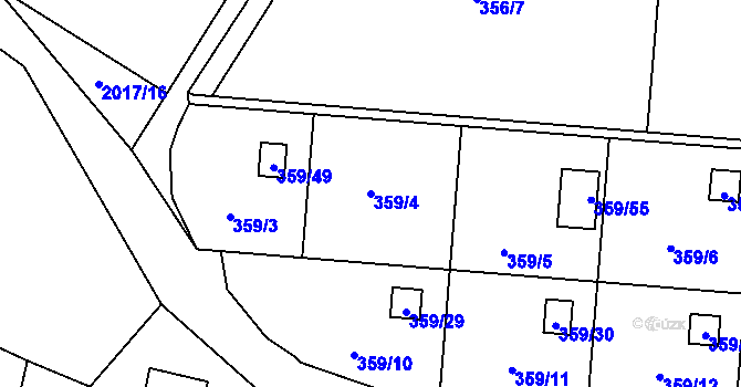 Parcela st. 359/4 v KÚ Velká Bystřice, Katastrální mapa