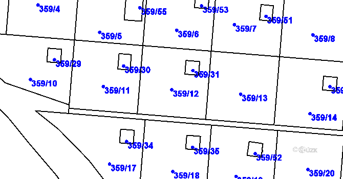 Parcela st. 359/12 v KÚ Velká Bystřice, Katastrální mapa