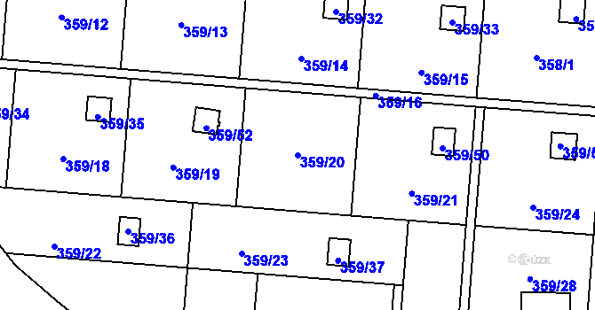 Parcela st. 359/20 v KÚ Velká Bystřice, Katastrální mapa