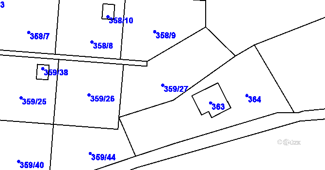 Parcela st. 359/27 v KÚ Velká Bystřice, Katastrální mapa