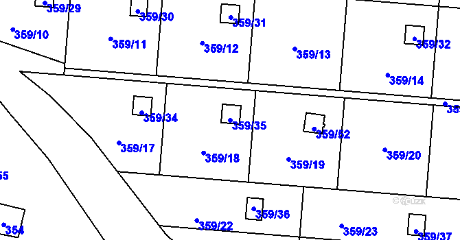 Parcela st. 359/35 v KÚ Velká Bystřice, Katastrální mapa