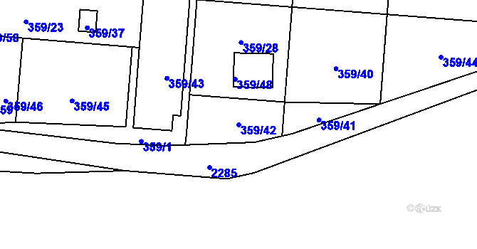 Parcela st. 359/42 v KÚ Velká Bystřice, Katastrální mapa