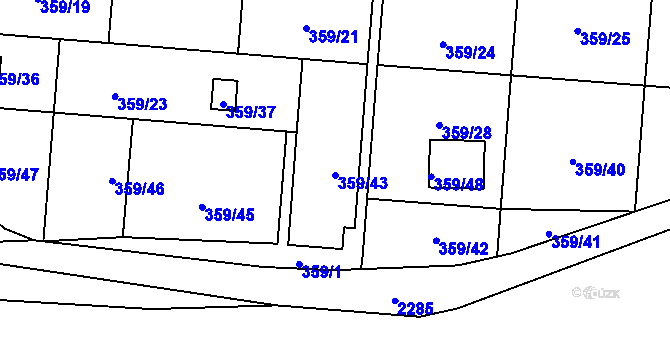 Parcela st. 359/43 v KÚ Velká Bystřice, Katastrální mapa