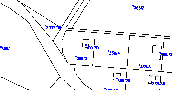 Parcela st. 359/49 v KÚ Velká Bystřice, Katastrální mapa