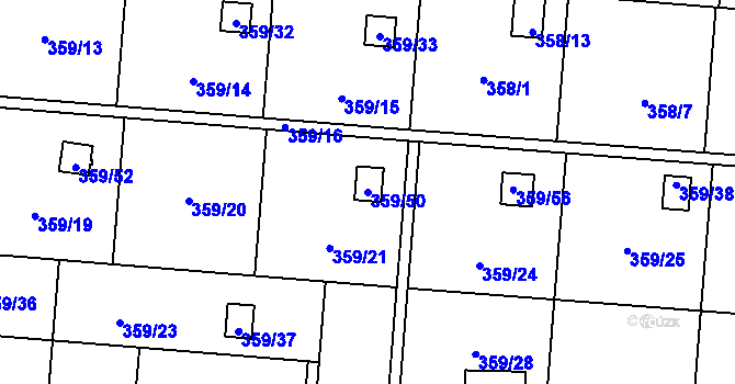 Parcela st. 359/50 v KÚ Velká Bystřice, Katastrální mapa