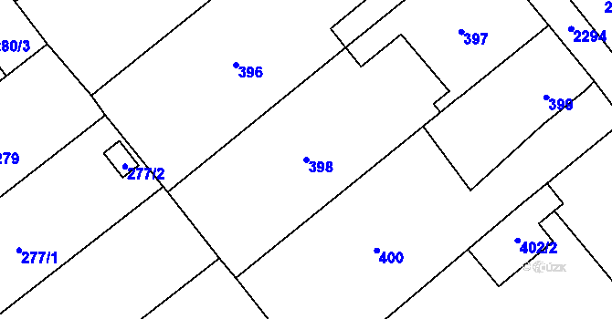 Parcela st. 398 v KÚ Velká Bystřice, Katastrální mapa