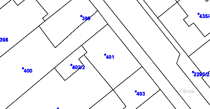 Parcela st. 401 v KÚ Velká Bystřice, Katastrální mapa