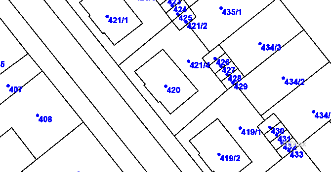 Parcela st. 420 v KÚ Velká Bystřice, Katastrální mapa