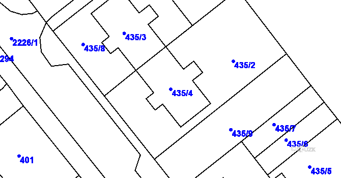 Parcela st. 435/4 v KÚ Velká Bystřice, Katastrální mapa