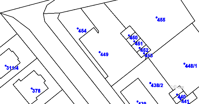Parcela st. 449 v KÚ Velká Bystřice, Katastrální mapa