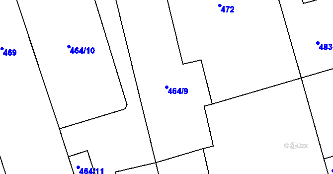 Parcela st. 464/9 v KÚ Velká Bystřice, Katastrální mapa